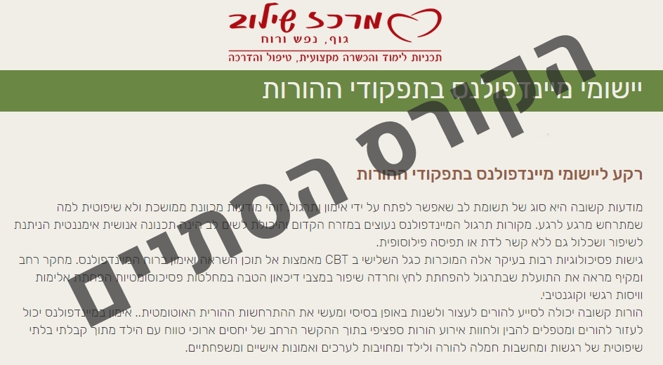 יישומי מיינדפולנס בתפקודי ההורות